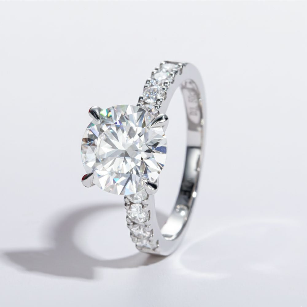 Anel Solitário Monterri em Ouro Branco 14k Moissanite 3,5 CT