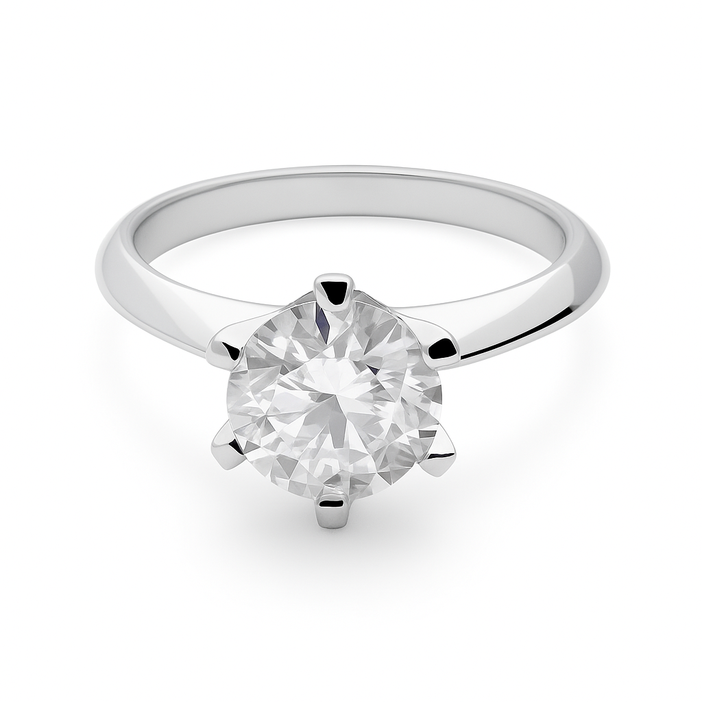 Anel Solitário com Ouro Branco 18k e Moissanite 5 CT