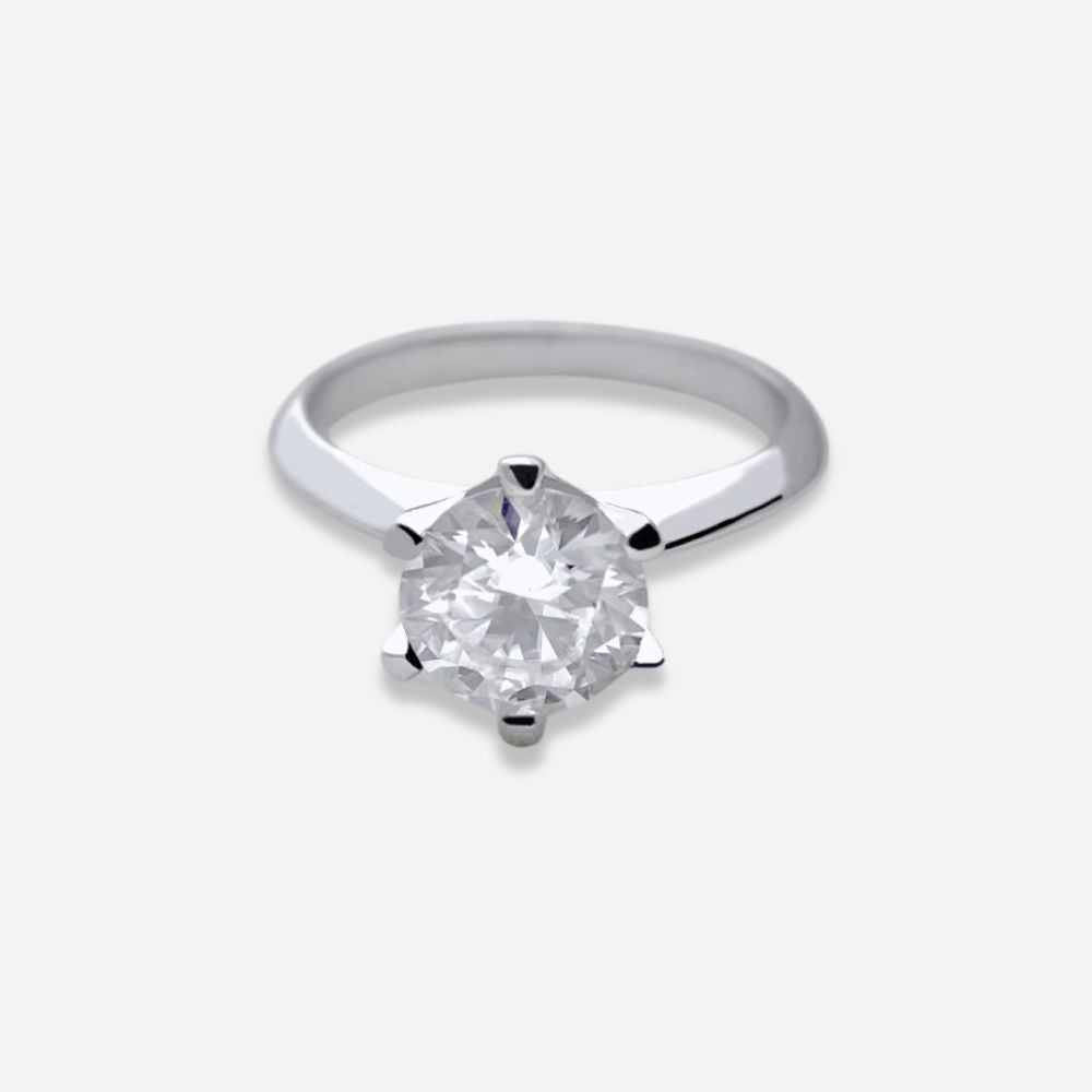 Anel Solitário em Prata 925 com Moissanite 0,5 CT