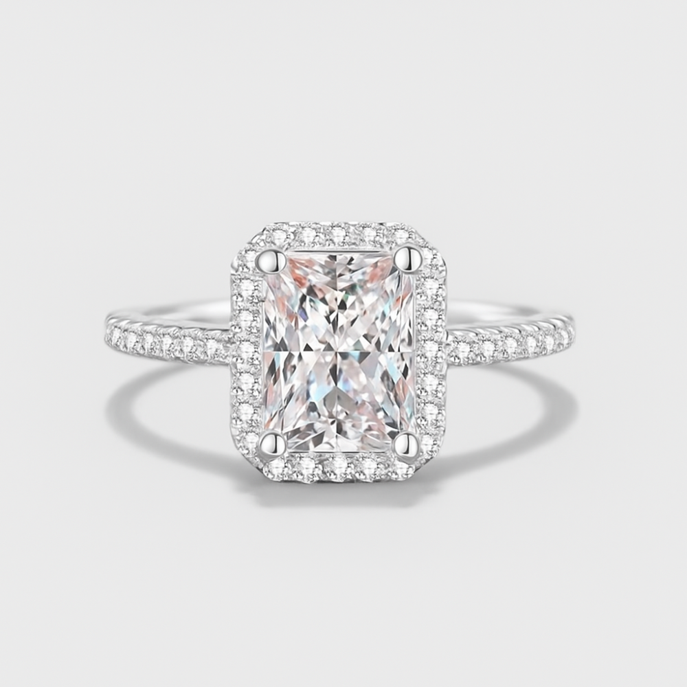 Anel Solitário em Prata 925 com Banho de Ouro 18k e Pedra Moissanite de 1 CT
